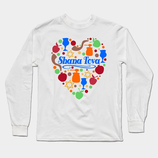 Shana Tova - Rosh Hashanah - Jewish New Year - Holiday Gift For Men, Women & Kids Long Sleeve T-Shirt by Art Like Wow Designs